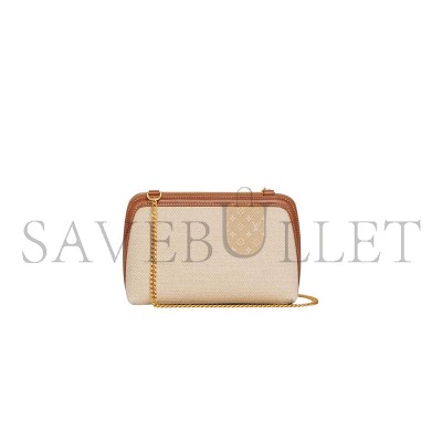 CELINE CLUTCH ON CHAIN CUIR TRIOMPHE IN TEXTILE AND CALFSKIN 10E382DTL-02NT (16.5*11*8cm)